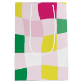 Kleurrijke Moderne Tartan Plaid Blocks Kerst Medium Cadeauzakje (Achterkant)