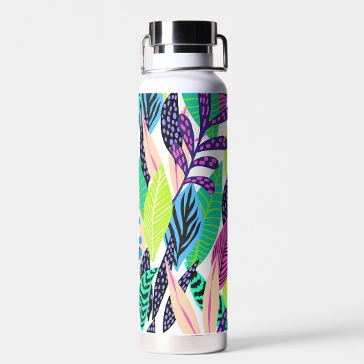 Kleurrijke Moderne Tropische Bladeren Patroon Mono Waterfles (Achterkant)