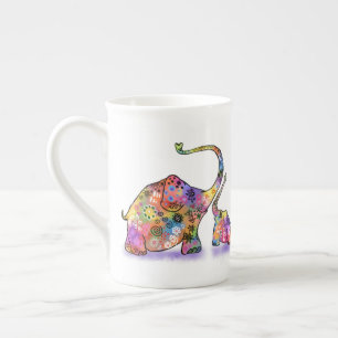 Kleurrijke Moeder en Baby Olifant Mok