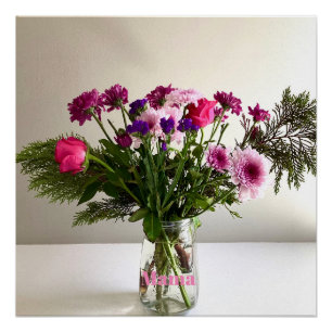 Kleurrijke Moederdag Mama Boeket + aangepaste opti Perfect Poster