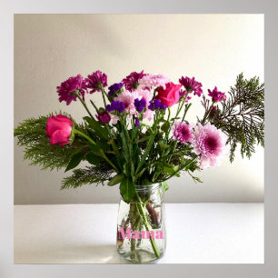 Kleurrijke Moederdag Mama Boeket + aangepaste opti Poster