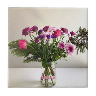 Kleurrijke Moederdag Mama Boeket + aangepaste opti Tegeltje