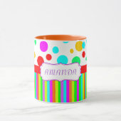 kleurrijke mok, polka dots en strepen monogram mok (Midden)