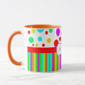 kleurrijke mok, polka dots en strepen monogram mok (Links)