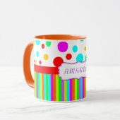 kleurrijke mok, polka dots en strepen monogram mok (Voorkant links)