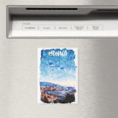 Kleurrijke Monaco Franse Rivièra schilderij Magneet (Insitu (Vaatwasser))