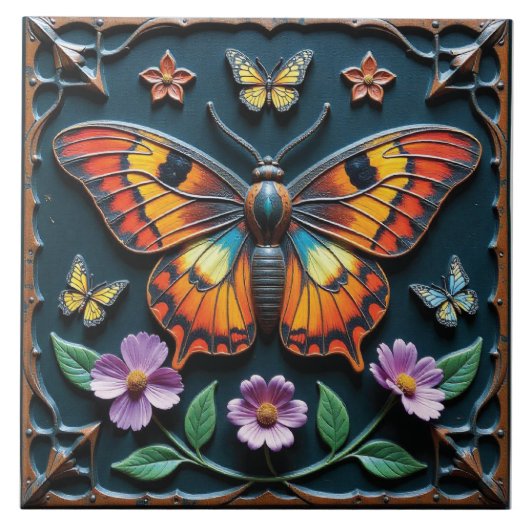 kleurrijke monarch tegeltje (Voorkant)