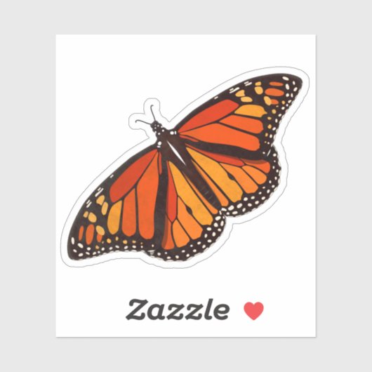 Kleurrijke Monarch Vlinder met vleugels open Sticker (Vel)