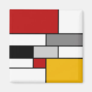 Kleurrijke Mondriaan inspiratie Magneet