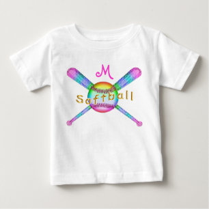 Kleurrijke Monogrammed Softbal Shirten voor Baby G