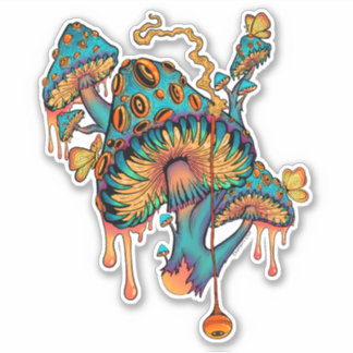 Kleurrijke Monster Paddenstoelen Sticker