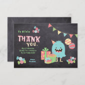 Kleurrijke Monster Thema Kinder Dank u Kaart (Voorkant / Achterkant)