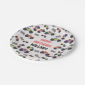 Kleurrijke Monster Trucks Racing Kids Verjaardagsf Papieren Bordje (Gekanteld)