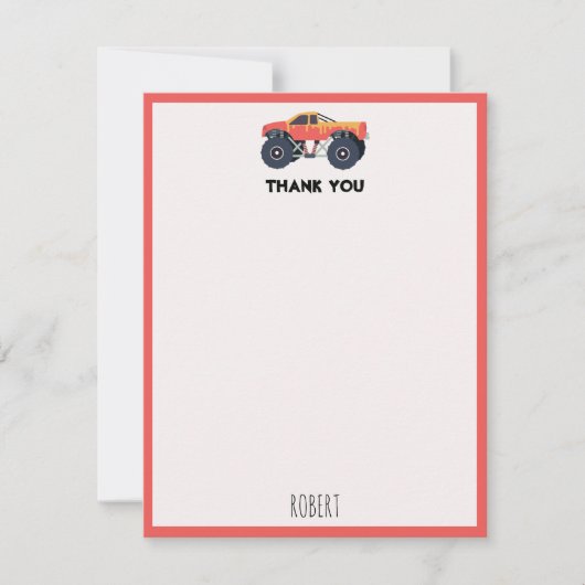 Kleurrijke Monster Trucks Racing Kinder aangepaste Bedankkaart (Voorkant)
