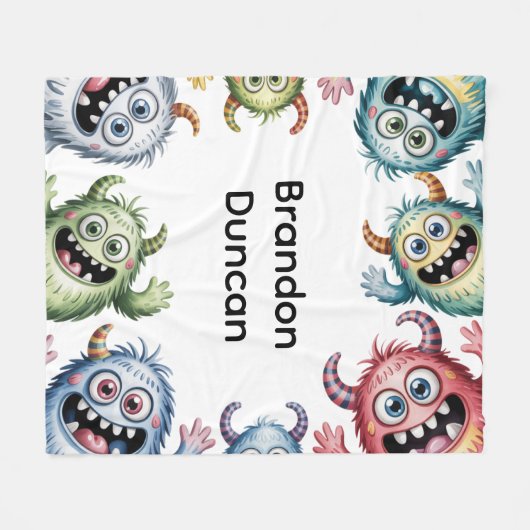 Kleurrijke Monsters 3e. verjaardagsfeestje cadeau Fleece Deken (Voorkant (Horizontaal))