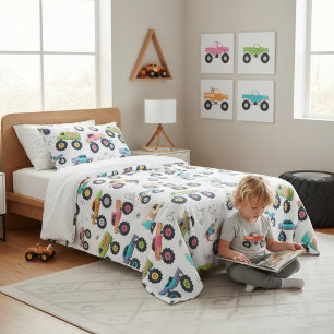 Kleurrijke Monstertrucks Geschenk voor Kinderkamer Fleece Deken