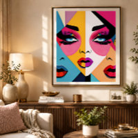 Kleurrijke Mooie Abstracte Vrouwen Gezicht Pop Art