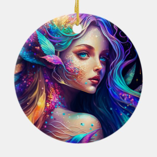 Kleurrijke mooie Fairy Keramisch Ornament (Achterkant)