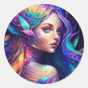 Kleurrijke mooie Fairy Ronde Sticker