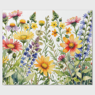 Kleurrijke mooie wilde bloemen waterverfschilderij cadeaupapier
