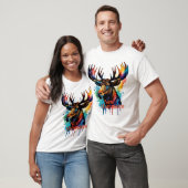 Kleurrijke Moose Waterverf New Hampshire T-shirt (Unisex)