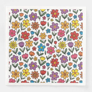 Kleurrijke Mopige Lente Bloemen Servetten