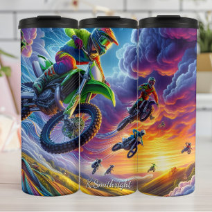 Kleurrijke Motocross Race Art Sky Thermosbeker