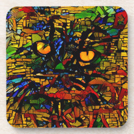 Kleurrijke Mozaïek Cat Art Prin Bier Onderzetter