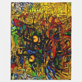 Kleurrijke Mozaïek Cat Art Prin Fleece Deken