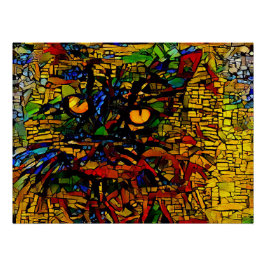 Kleurrijke Mozaïek Cat Art Prin Perfect Poster