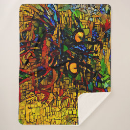 Kleurrijke Mozaïek Cat Art Prin Sherpa Deken