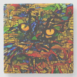 Kleurrijke Mozaïek Cat Art Prin Stenen Onderzetter