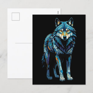 Kleurrijke Mozaïek Illustratie van Majestic Wolf Feestdagenkaart