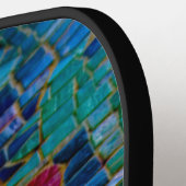 Kleurrijke mozaïek met rood hart pickleball paddle (Links Detail)