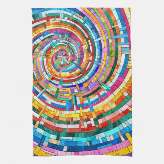 Kleurrijke Mozaïek Spiraal Theedoek (Verticaal)