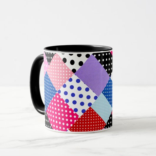 Kleurrijke Mozaïek Stippen Patroon Mok (Voorkant links)