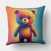 Kleurrijke Mozaïek Teddibeer Kussen (Achterkant)
