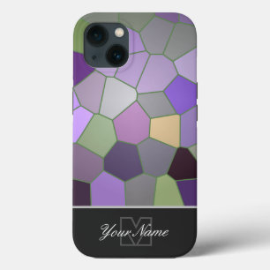 Kleurrijke mozaïektegels met Monogram! Hoesje-Mate iPhone 13 Hoesje