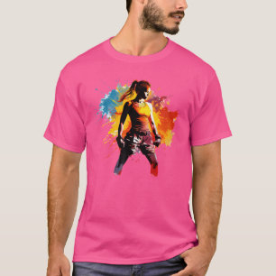 Kleurrijke Muay Thai vechter meisje op vrouwen Mua T-shirt