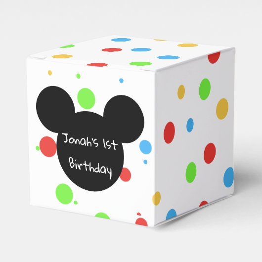 Kleurrijke Muis Kids Verjaardagsfeestje Bedankdoosjes (Voorkant Zijde)