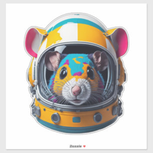 Kleurrijke muis met Astronaut Helmet Sticker