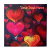 Kleurrijke Multi Hearts Valentijn Tegeltje (Voorkant)