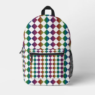 Kleurrijke Multicolor Diamond Harlequin Checker Bedrukte Rugzak