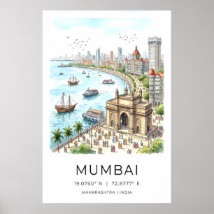 Kleurrijke Mumbai-muurkunst - Kleurrijk poort van Poster