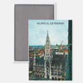 Kleurrijke München Duitsland olieverf Magneet (Voorkant / Achterkant)