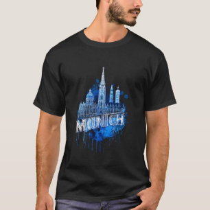 Kleurrijke München Skyline Aquarel Kunst Levendig T-shirt