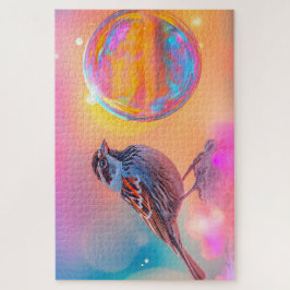 Kleurrijke mus en regenboog bubbel legpuzzel