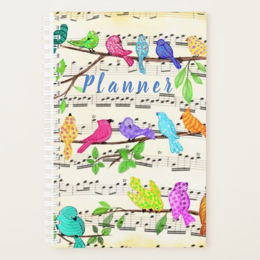 Kleurrijke Musical Birds Planner (Voorkant)