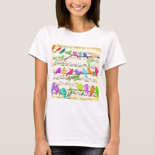 Kleurrijke Musical Birds T-Shirt Spring (Voorkant)