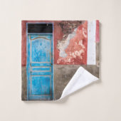 Kleurrijke muur met blauwe deur bad handdoek (Wasdoekje)